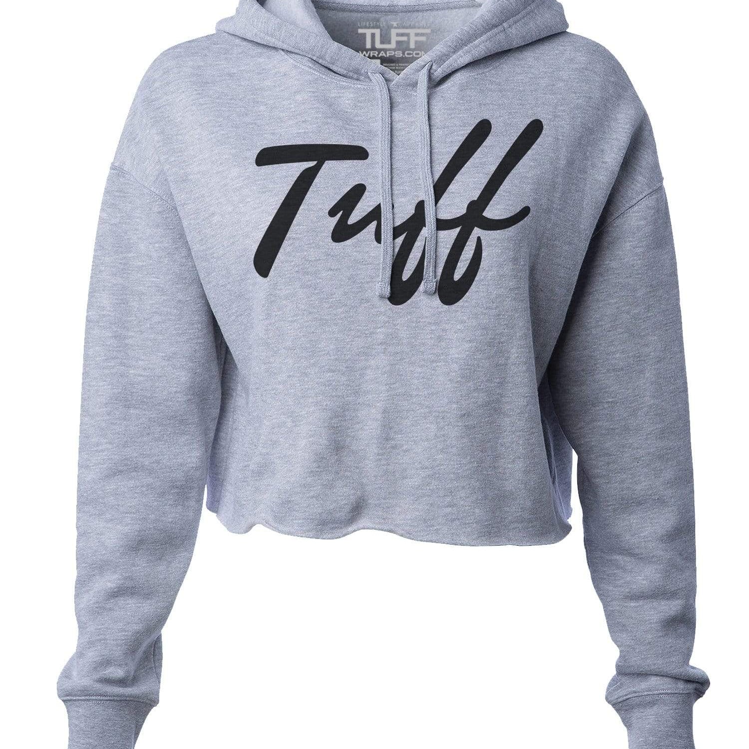 TUFF Thin Script Hooded Cropped Fleece S / Heather Gray TuffWraps.com