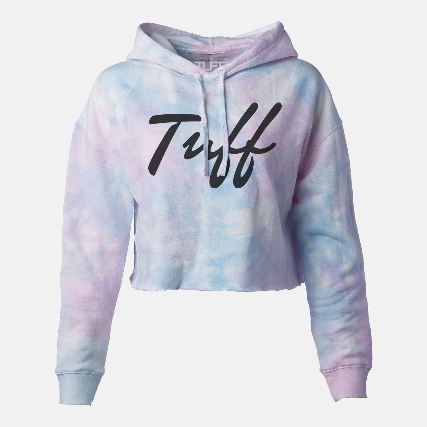 TUFF Thin Script Tie-Dye Hooded Cropped Fleece Black / XS TuffWraps.com