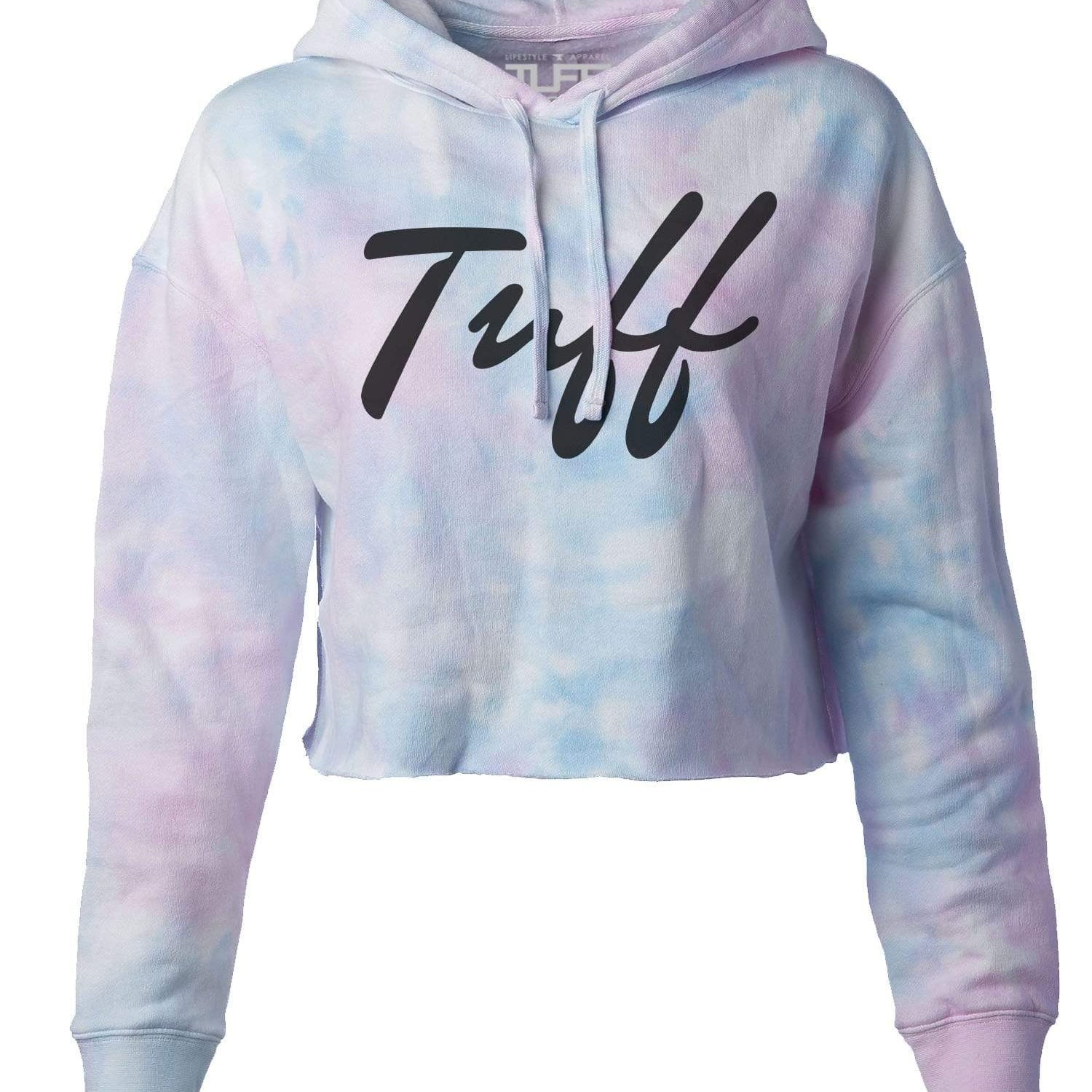 TUFF Thin Script Tie-Dye Hooded Cropped Fleece S / Black TuffWraps.com