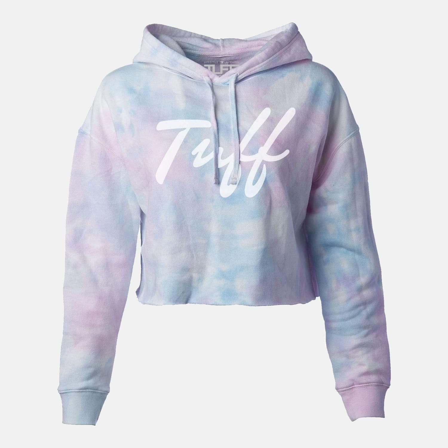TUFF Thin Script Tie-Dye Hooded Cropped Fleece White / XS TuffWraps.com