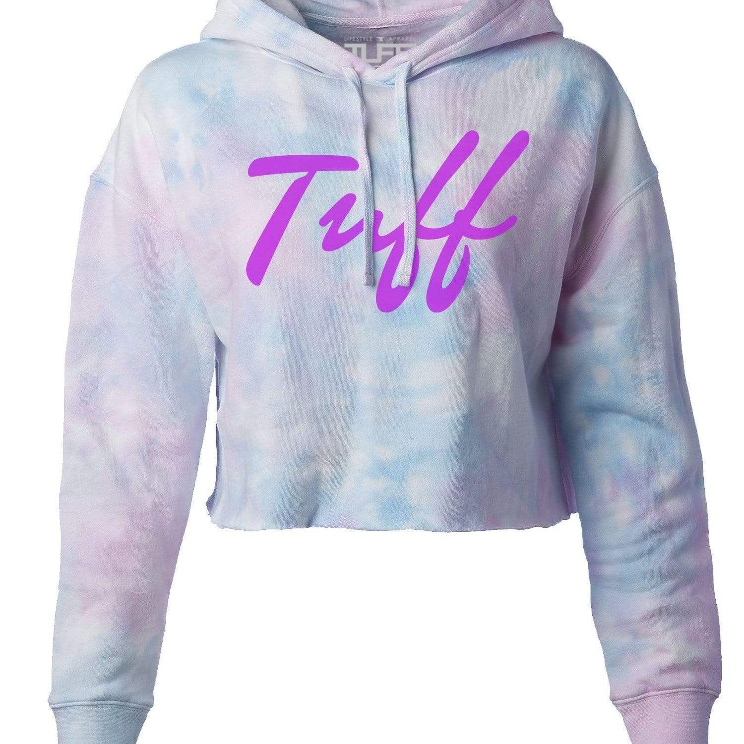 TUFF Thin Script Tie-Dye Hooded Cropped Fleece XS / Purple TuffWraps.com