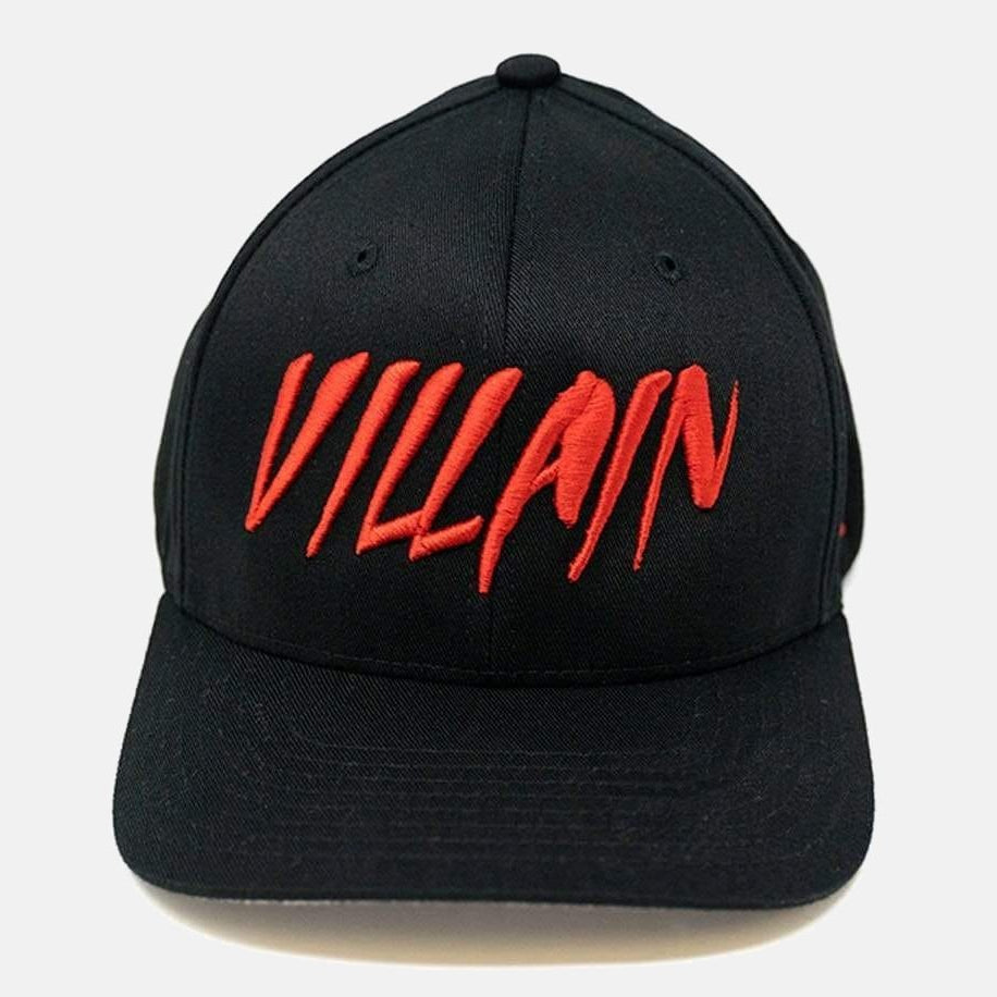 Villain Black Flexfit Hat (Red) S/M (6 3/4"-7 1/4") / Black TuffWraps.com