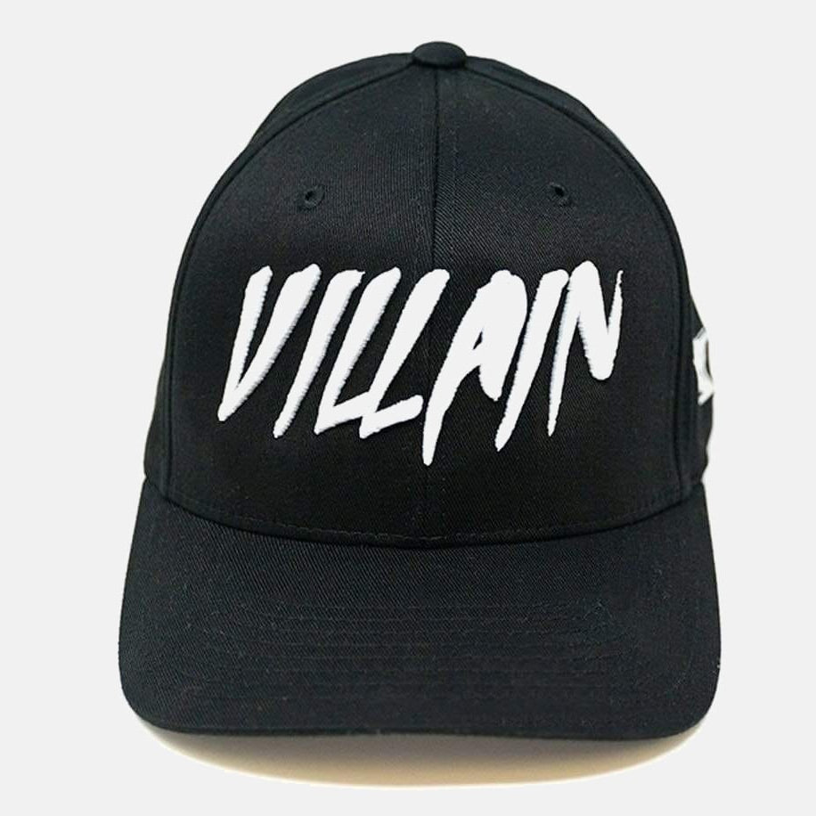 Villain Black Flexfit Hat (White) S/M (6 3/4"-7 1/4") / Black TuffWraps.com