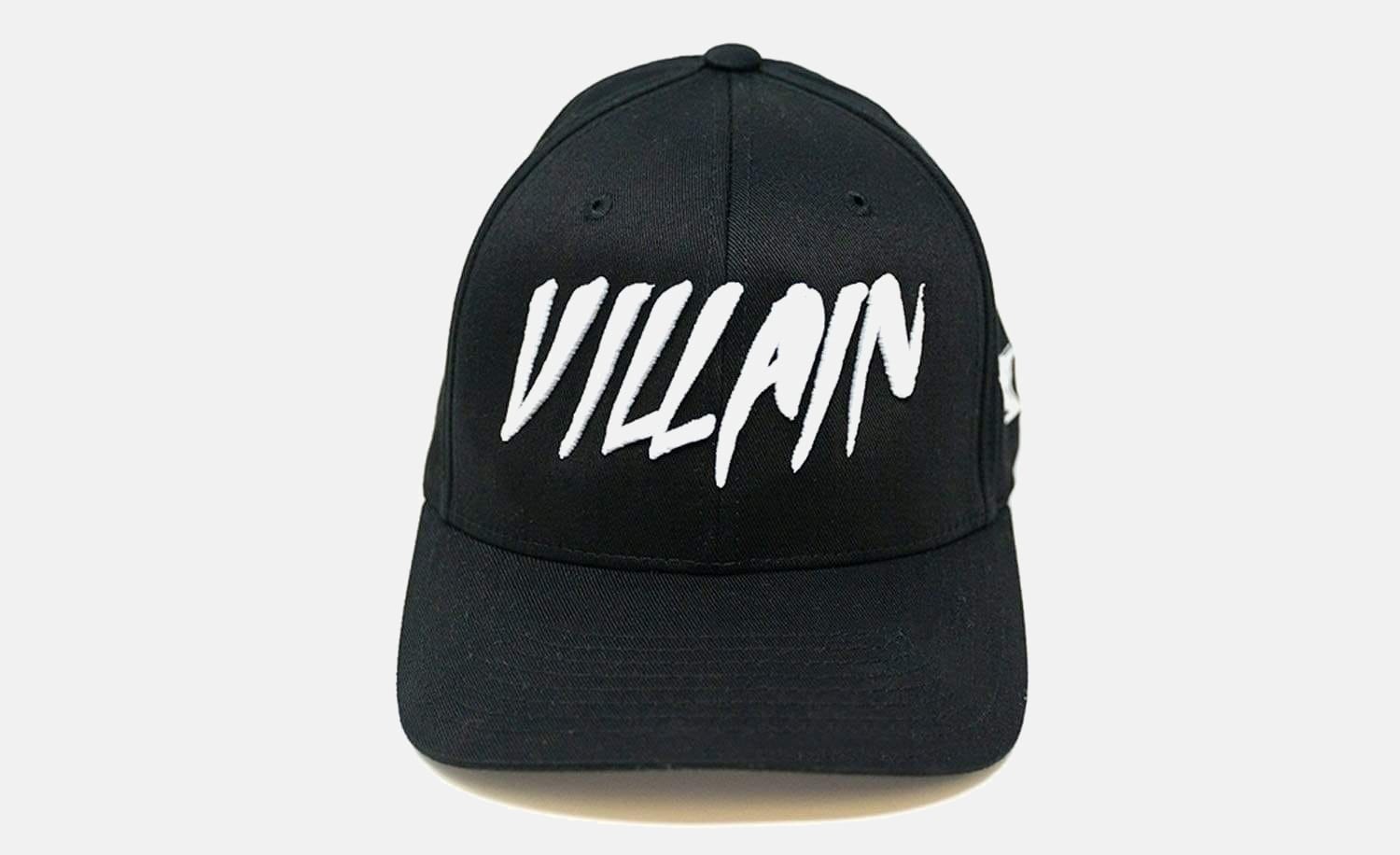 Villain Black Flexfit Hat (White) S/M (6 3/4"-7 1/4") / Black TuffWraps.com