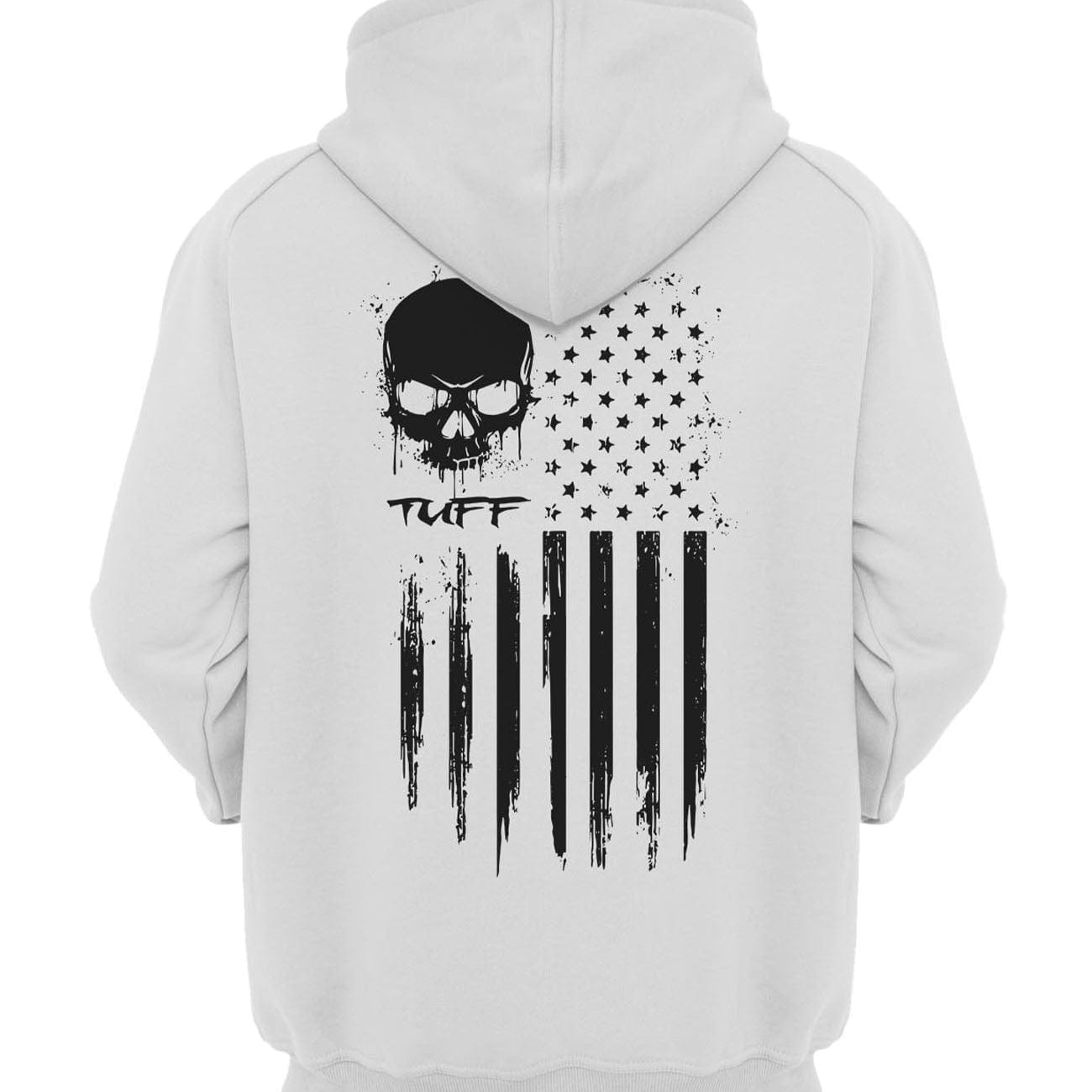 TUFF Skull Flag Hooded Sweatshirt XS / White TuffWraps.com