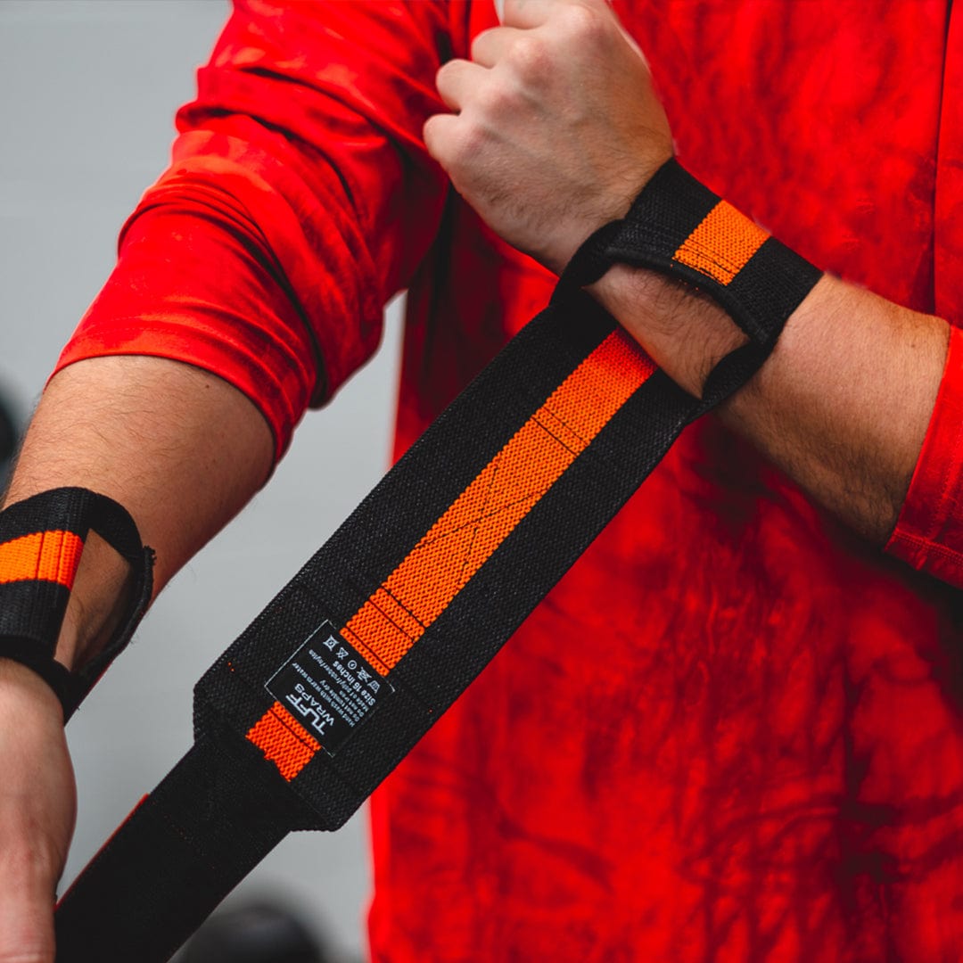 Black Orange Villain Sidekick Wrist Wraps 16&quot; TuffWraps.com