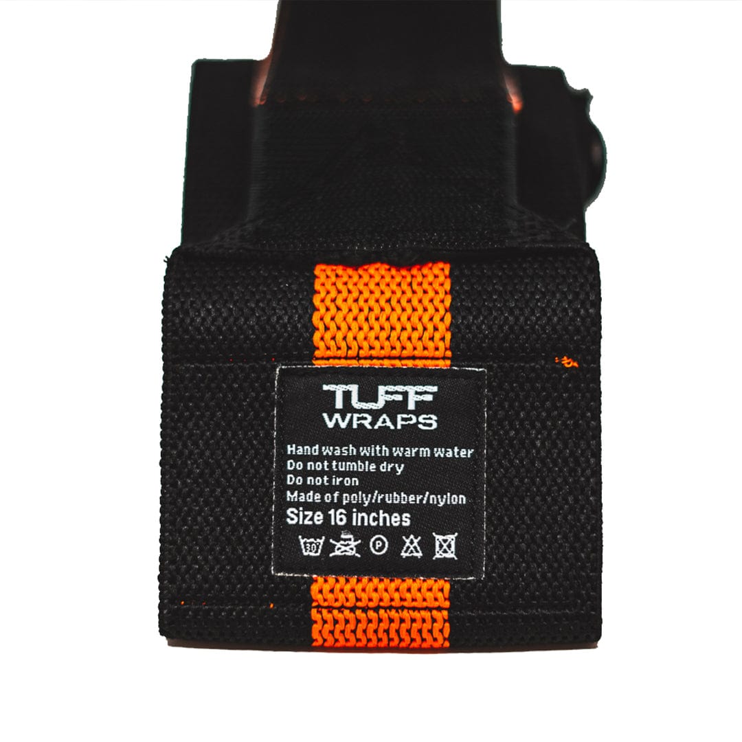 Black Orange Villain Sidekick Wrist Wraps 16&quot; TuffWraps.com