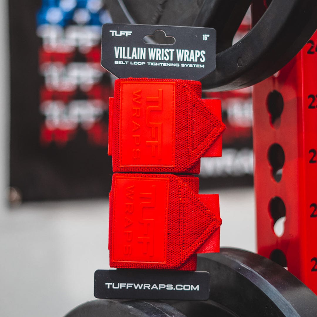 Solid Red Villain Sidekick Wrist Wraps 16&quot; TuffWraps.com