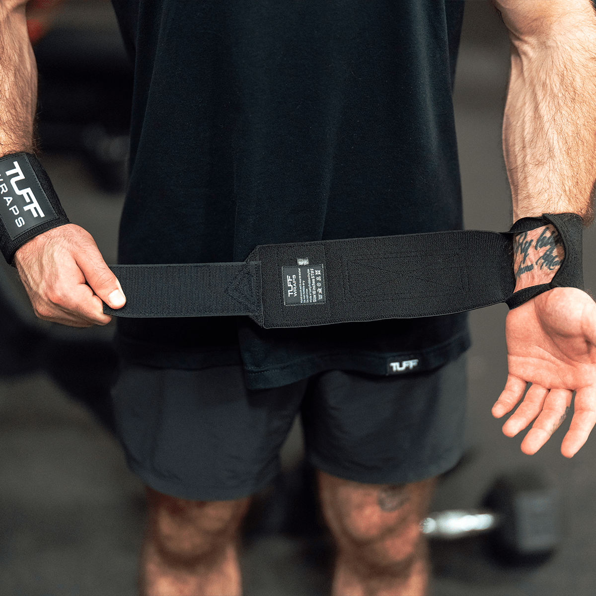 Bracelets Tuff Wraps Villain 30" - Noir/Jaune - Neuf - Support Musculation