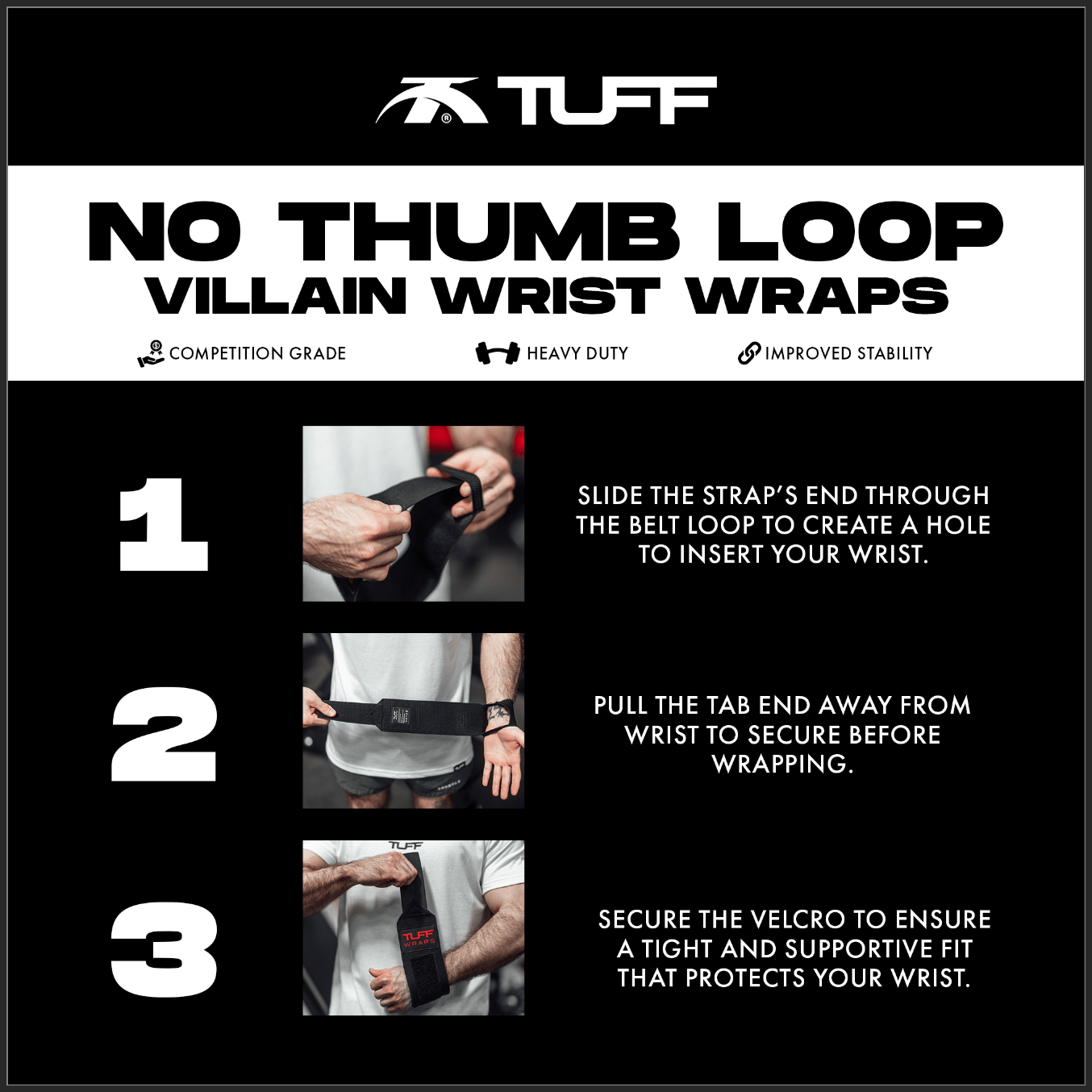 Bandages De Poignet TuffWraps Villain - Soutien Intense Musculation Bandages De Poignet TuffWraps Villain - Soutien Intense Musculation