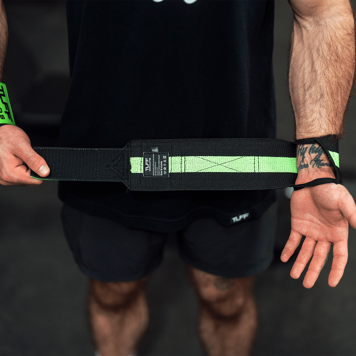 16" Villain Wrist Wraps - Black & Green TuffWraps.com