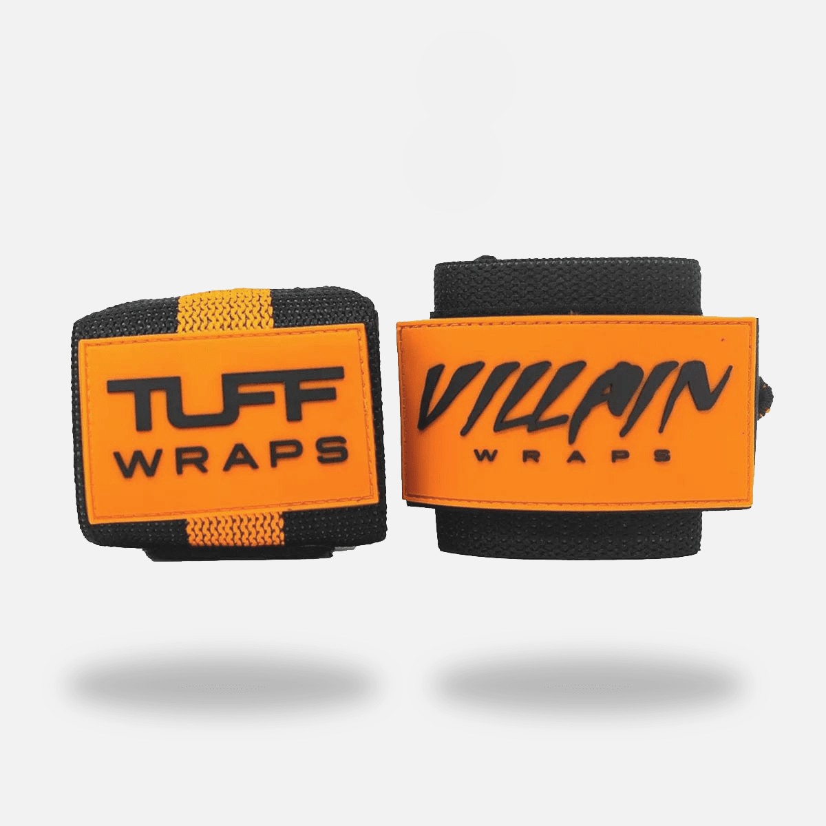 16" Villain Wrist Wraps - Black & Orange 16 inch TuffWraps.com