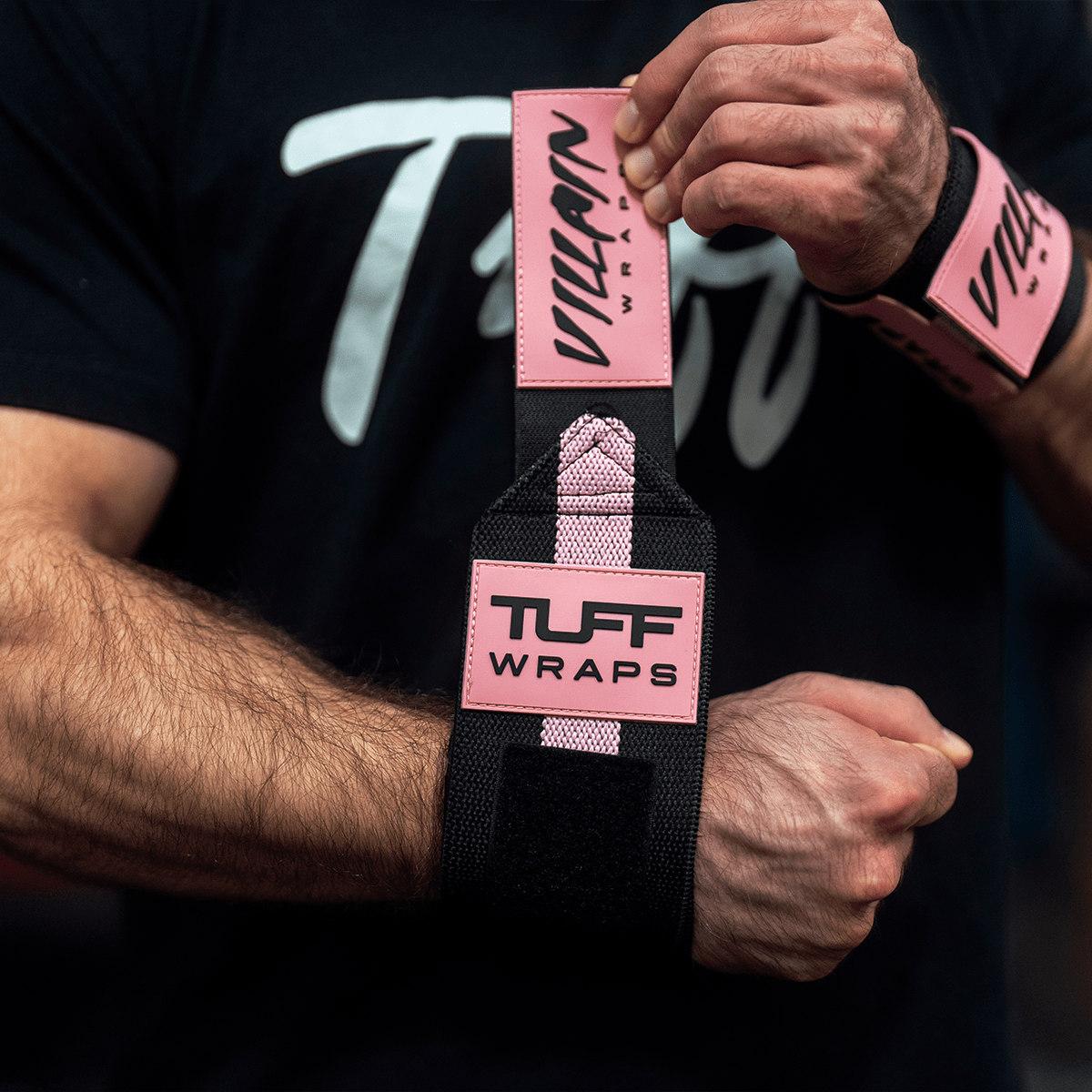 16" Villain Wrist Wraps - Black & Pink TuffWraps.com