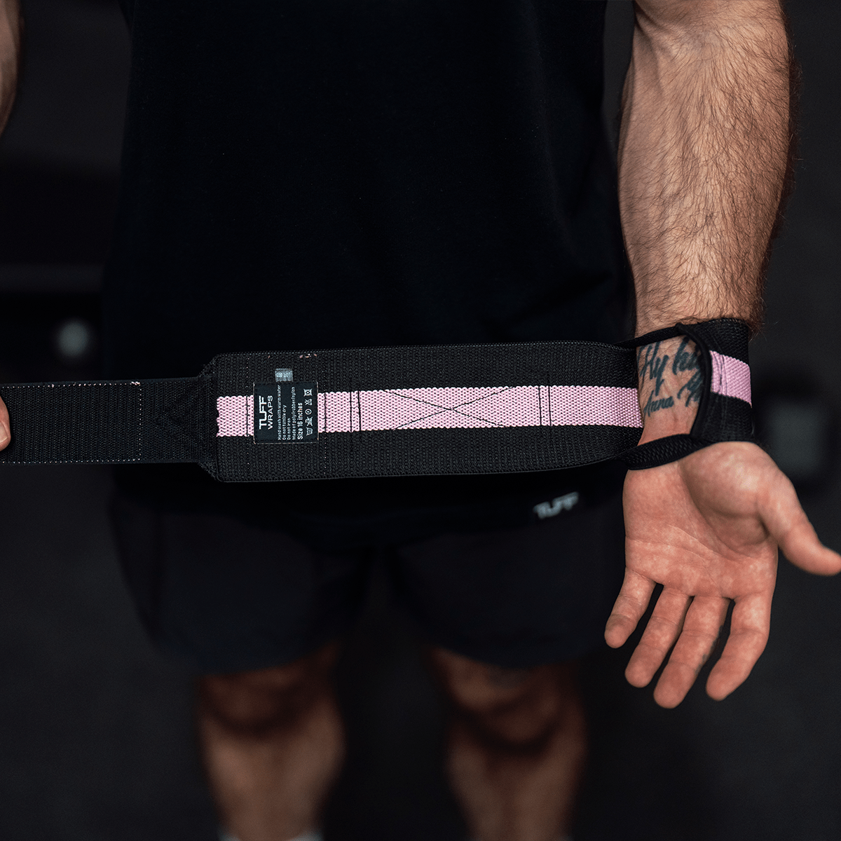 16" Villain Wrist Wraps - Black & Pink TuffWraps.com