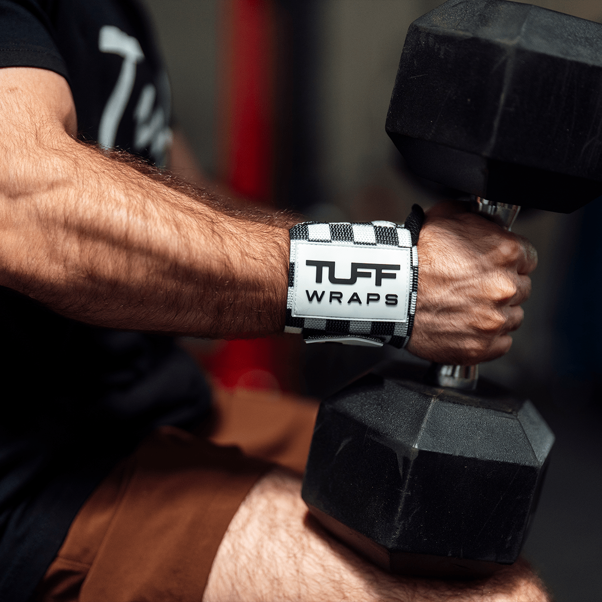 16" Villain Wrist Wraps - Checkerboard (Black/White) 16 inch TuffWraps.com