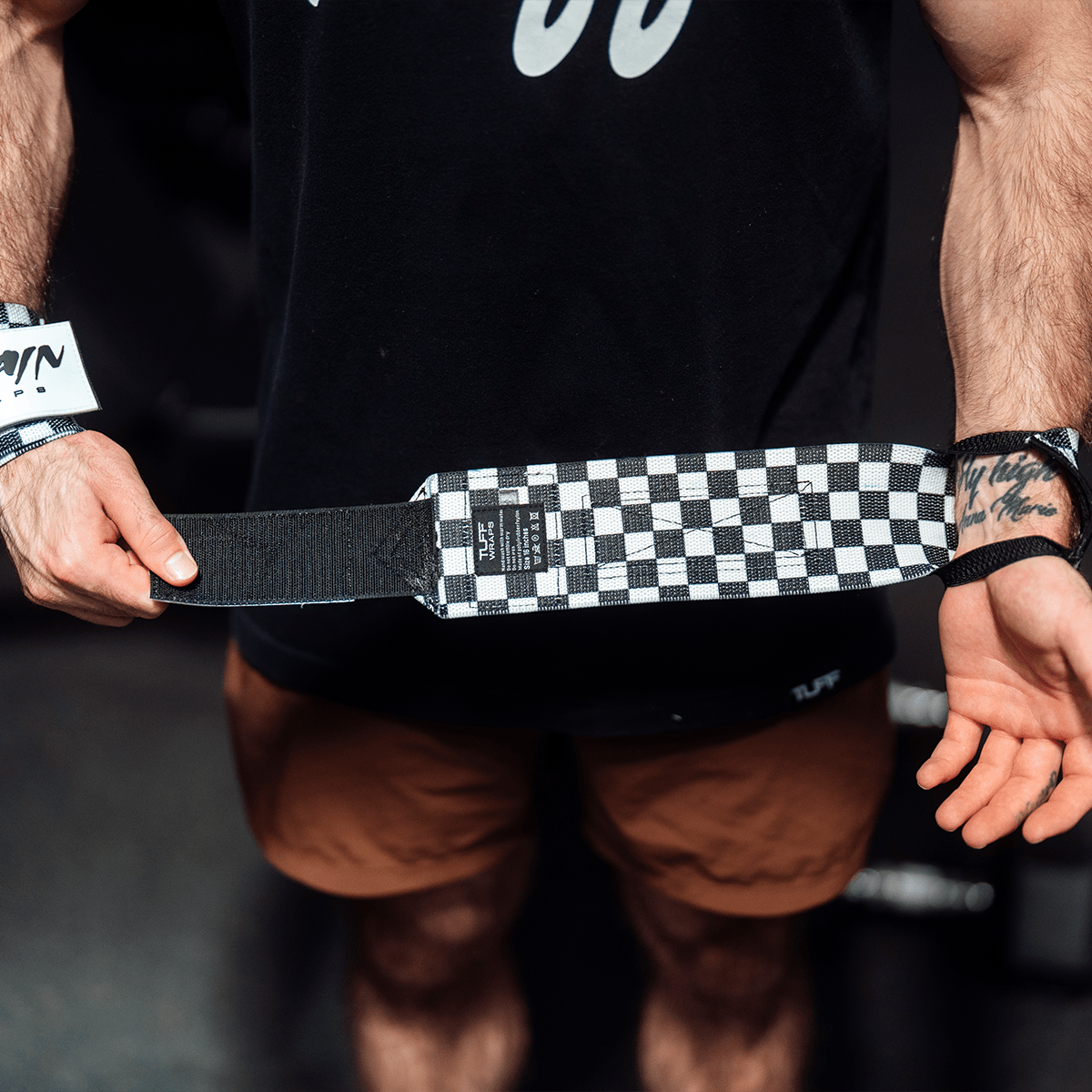 16" Villain Wrist Wraps - Checkerboard (Black/White) 16 inch TuffWraps.com