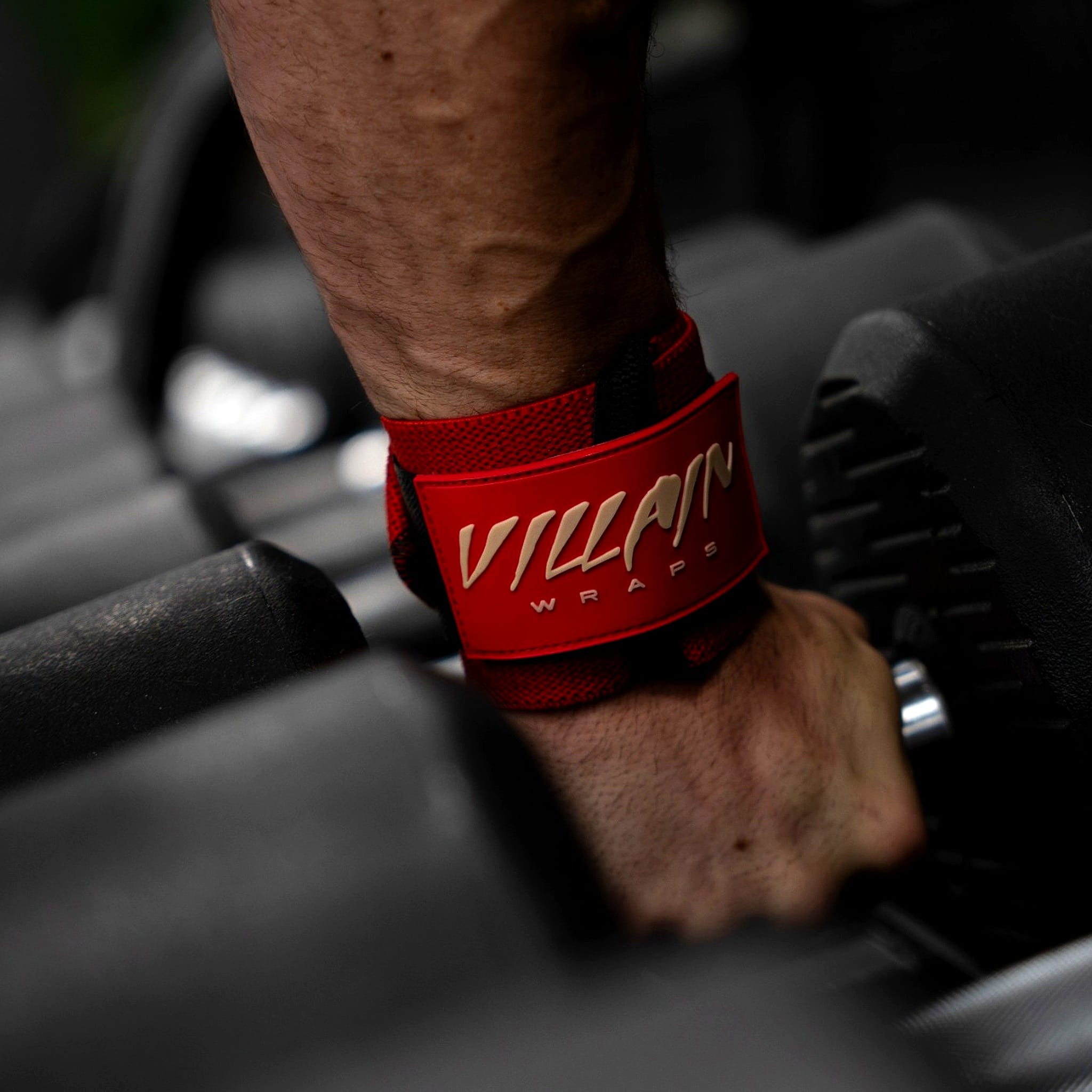 16" Villain Wrist Wraps - Crimson 16 inch TuffWraps.com