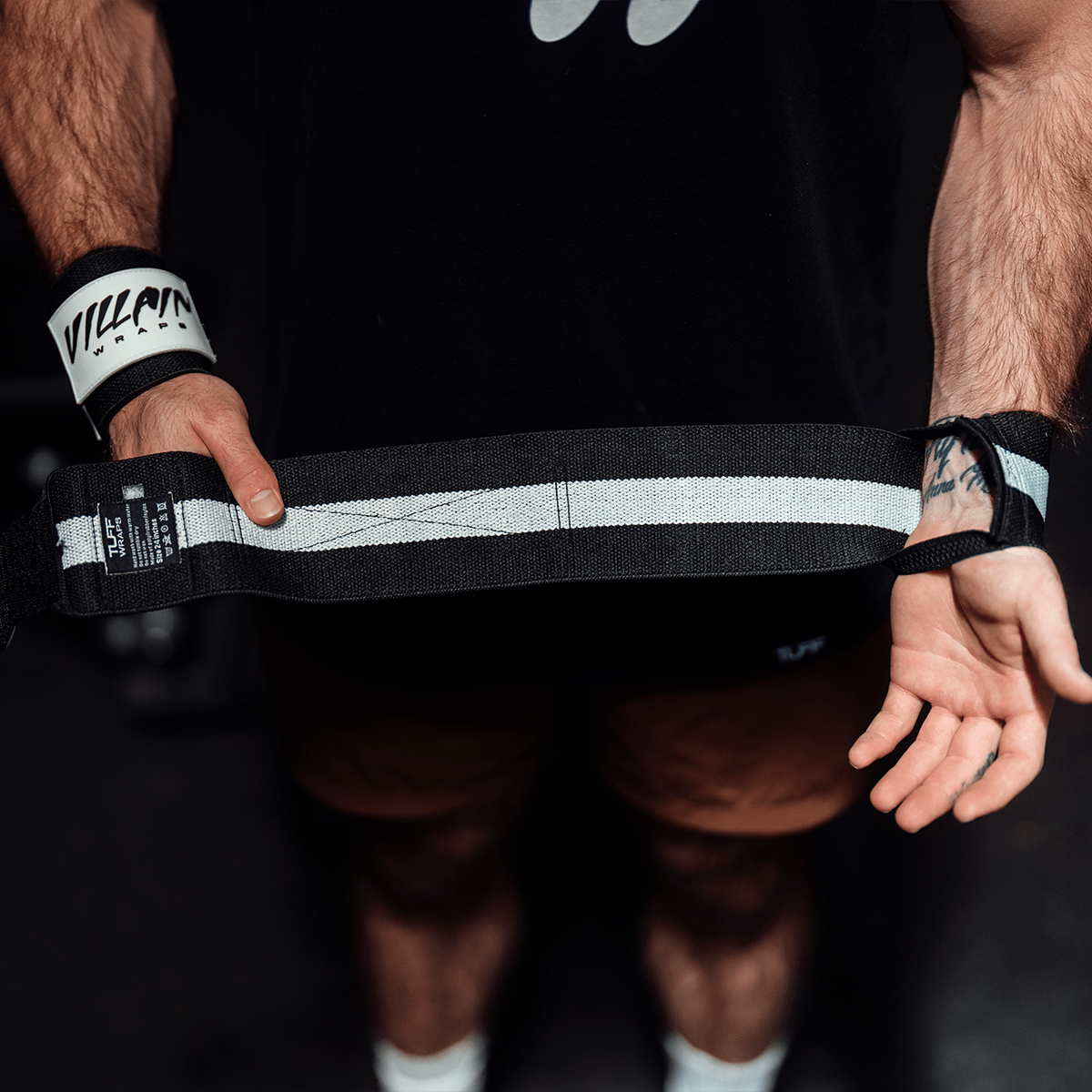 30" Villain Wrist Wraps - Black & White 30 inch TuffWraps.com