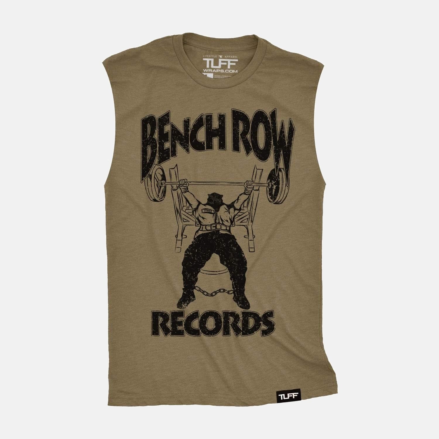 Bench Row Records Raw Edge Muscle Tank Military Green / S / 1 TuffWraps.com