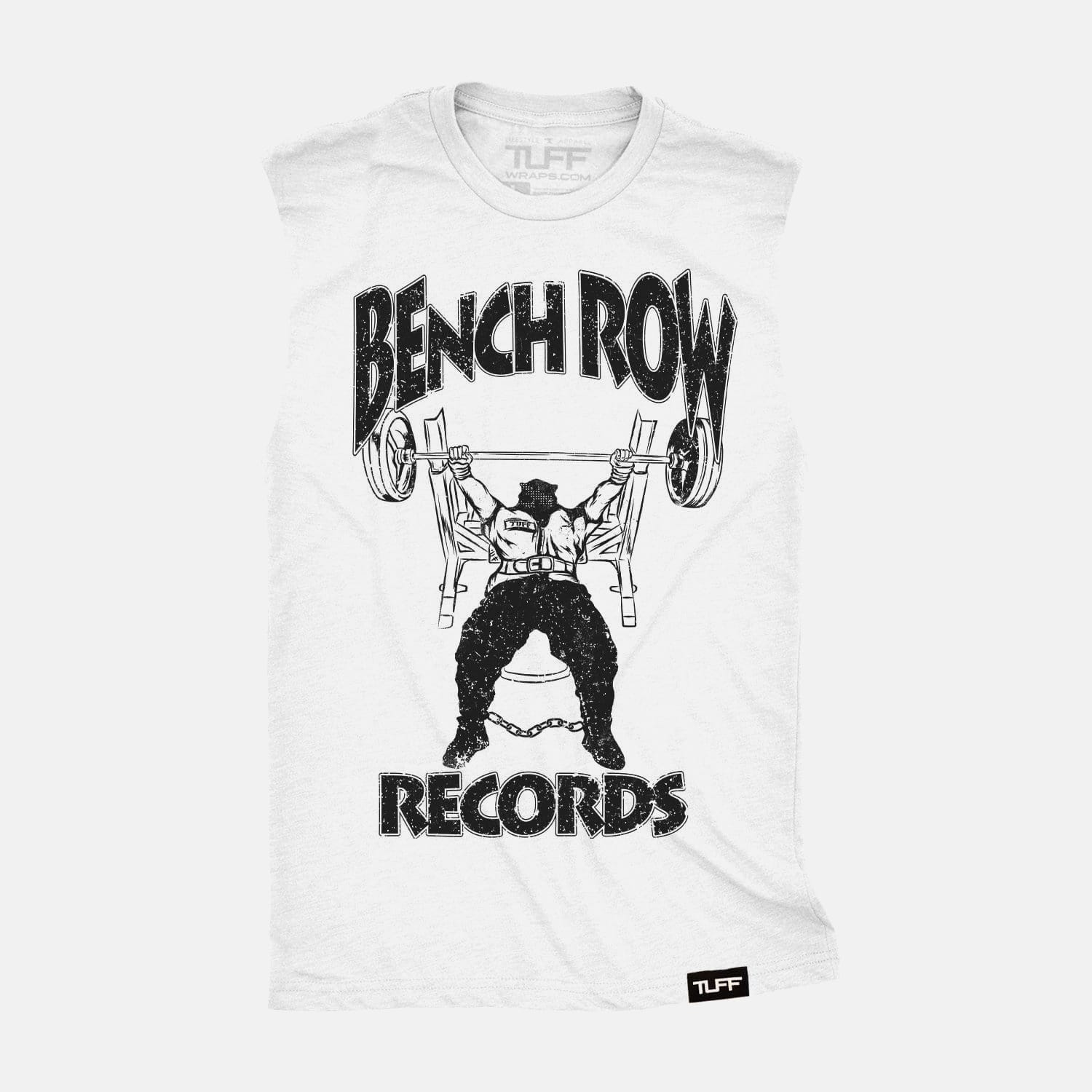 Bench Row Records Raw Edge Muscle Tank White / S / 1 TuffWraps.com