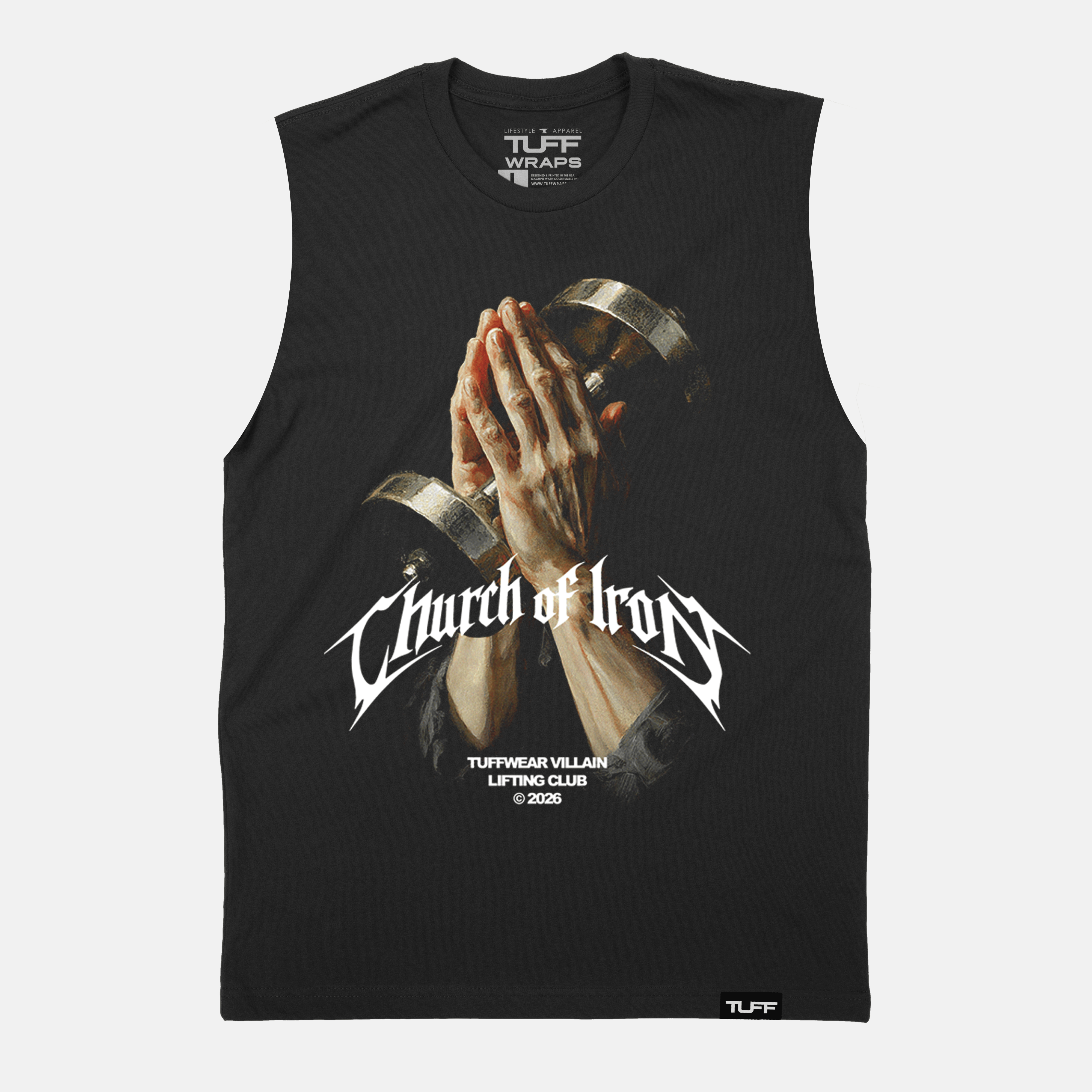 Church of Iron Raw Edge Muscle Tank Black / S TuffWraps.com