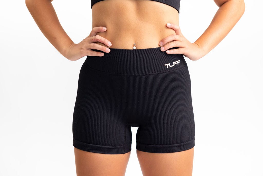 Classic Ribbed Biker Shorts - Black S TuffWraps.com