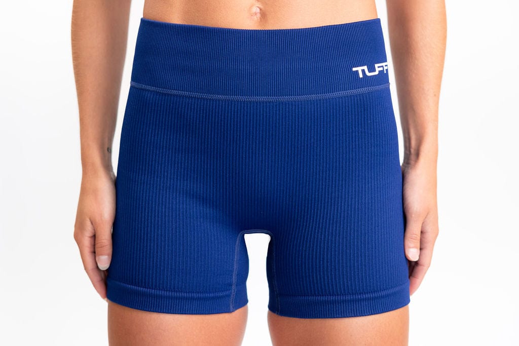 Classic Ribbed Biker Shorts - Blue TuffWraps.com