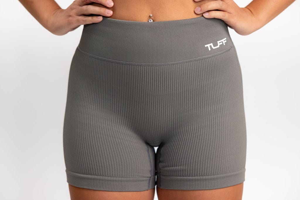 Classic Ribbed Biker Shorts - Gray TuffWraps.com