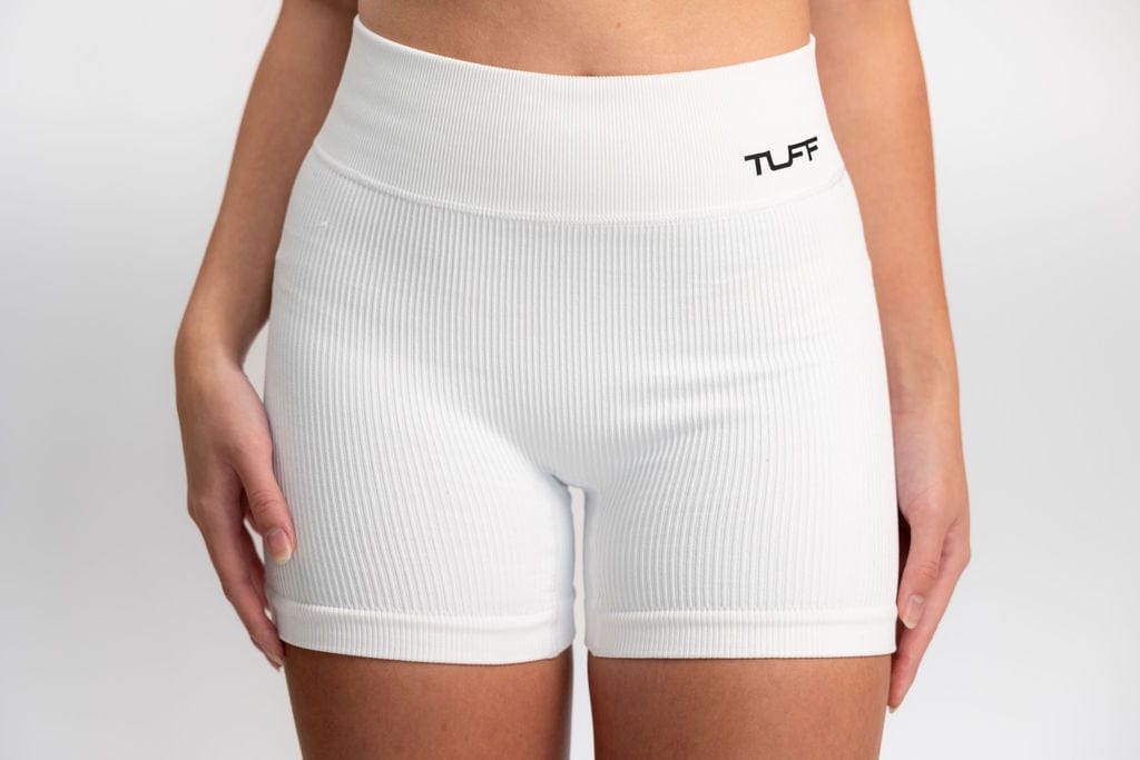 Classic Ribbed Biker Shorts - White TuffWraps.com