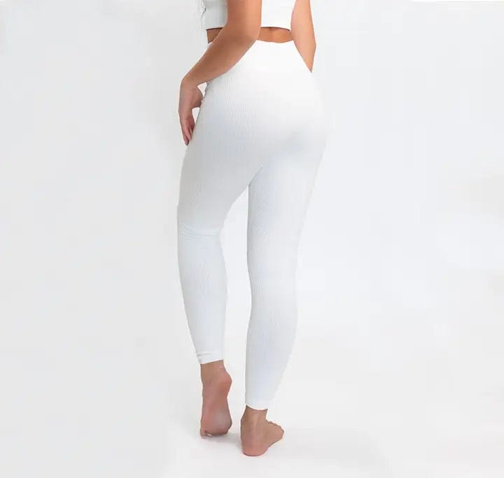 Classic Ribbed Leggings White