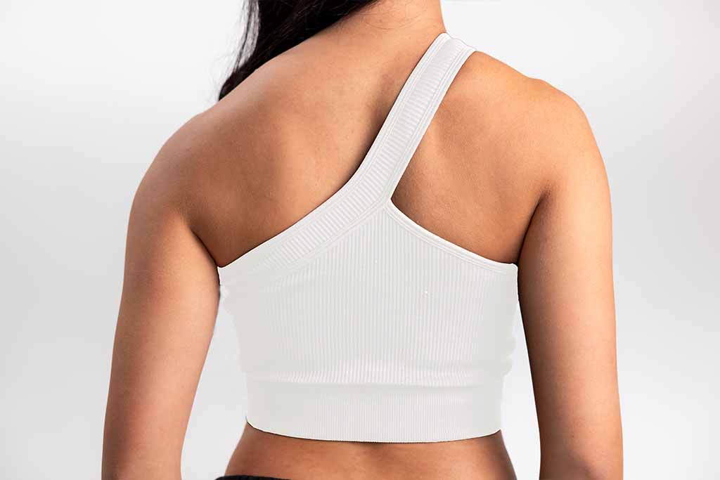 Classic Ribbed One Shoulder Sports Bra - White