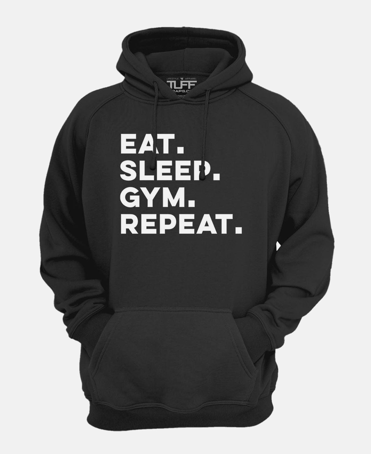Eat. Sleep. Gym. Repeat. Hooded Sweatshirt Black / XS TuffWraps.com