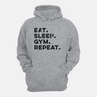Eat. Sleep. Gym. Repeat. Hooded Sweatshirt Heather Gray / XS TuffWraps.com