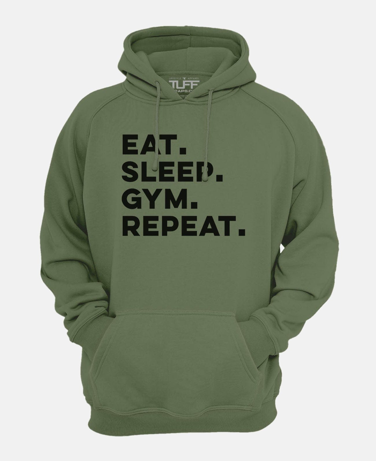 Eat. Sleep. Gym. Repeat. Hooded Sweatshirt Military Green / XS TuffWraps.com