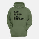 Eat. Sleep. Gym. Repeat. Hooded Sweatshirt Military Green / XS TuffWraps.com