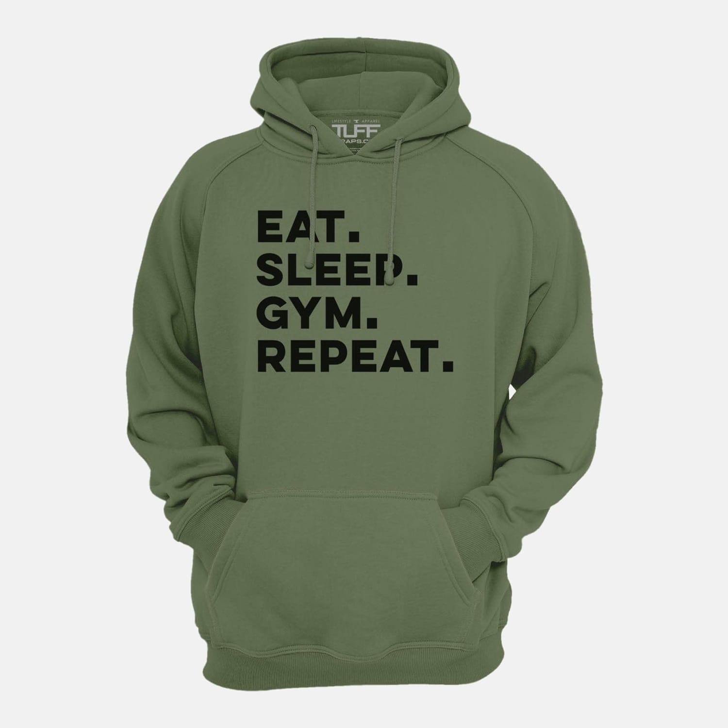 Eat. Sleep. Gym. Repeat. Hooded Sweatshirt Military Green / XS TuffWraps.com