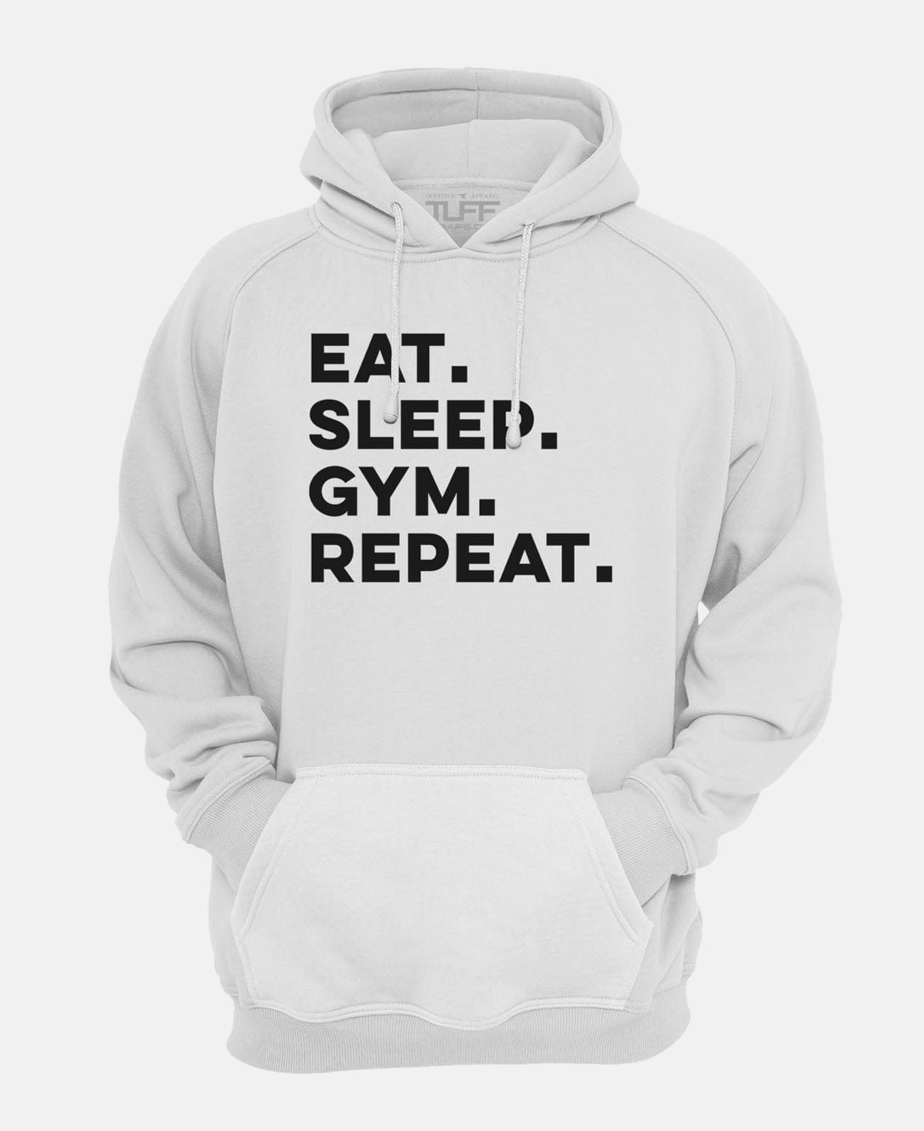 Eat. Sleep. Gym. Repeat. Hooded Sweatshirt White / XS TuffWraps.com