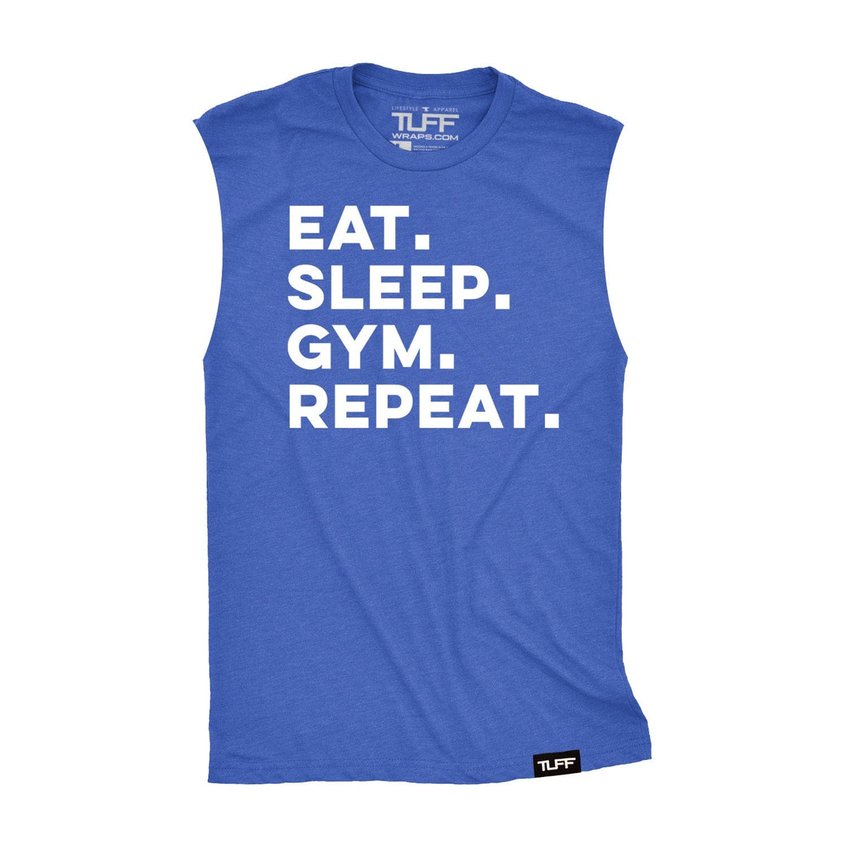 Eat. Sleep. Gym. Repeat. Raw Edge Muscle Tank S / Vintage Blue TuffWraps.com