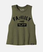Family First Racerback Crop Top Military Green / S TuffWraps.com