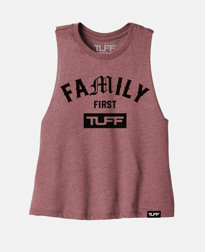 Family First Racerback Crop Top Rose / S TuffWraps.com