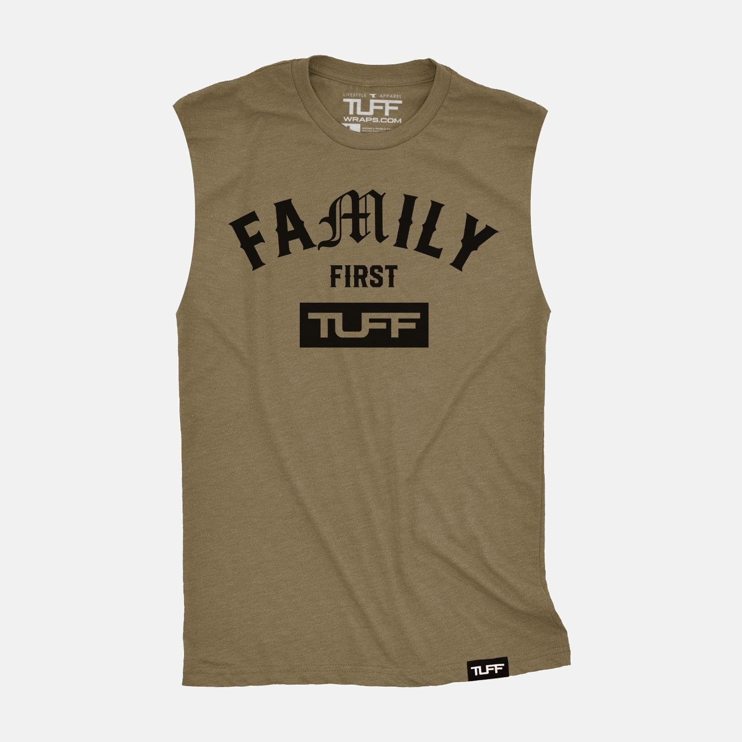 Family First Raw Edge Muscle Tank Military Green / S TuffWraps.com