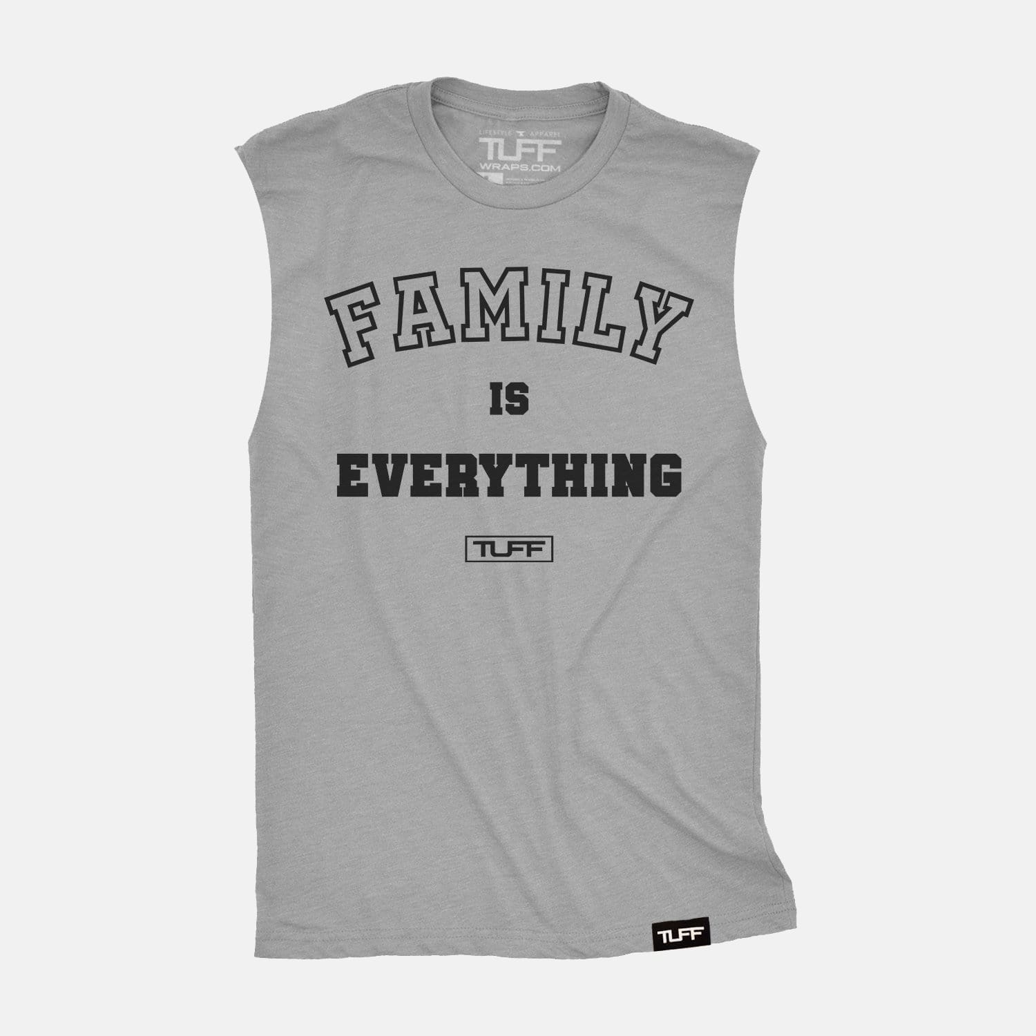 Family Is Everything Raw Edge Muscle Tank Heather Gray / S TuffWraps.com