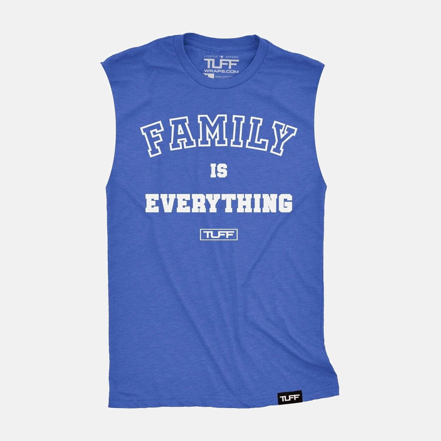 Family Is Everything Raw Edge Muscle Tank Vintage Blue / S TuffWraps.com