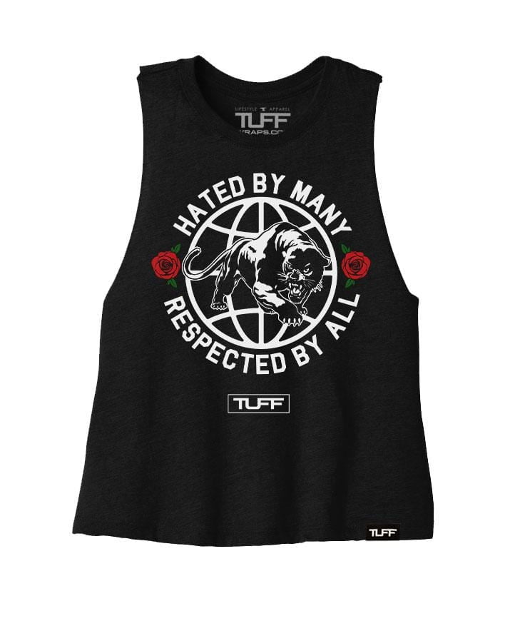 Hated By Many, Respected By All Racerback Crop Top S / Black TuffWraps.com