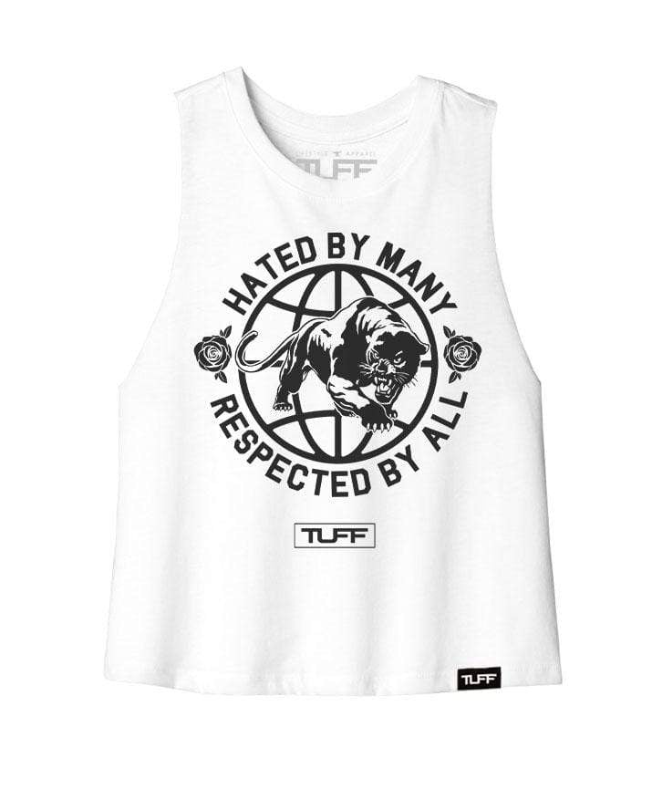 Hated By Many, Respected By All Racerback Crop Top S / White TuffWraps.com