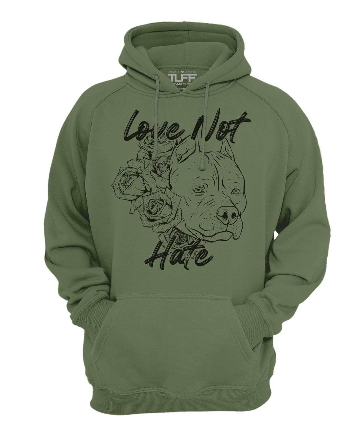 Love Not Hate Hooded Sweatshirt XS / Military Green TuffWraps.com