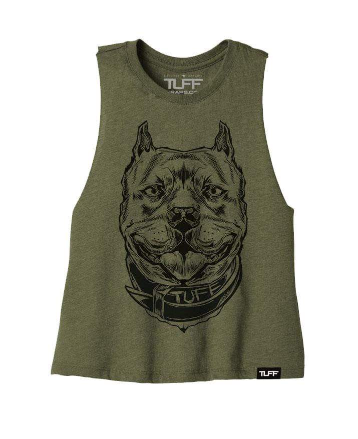 Pitbull Racerback Crop Top S / Military Green TuffWraps.com