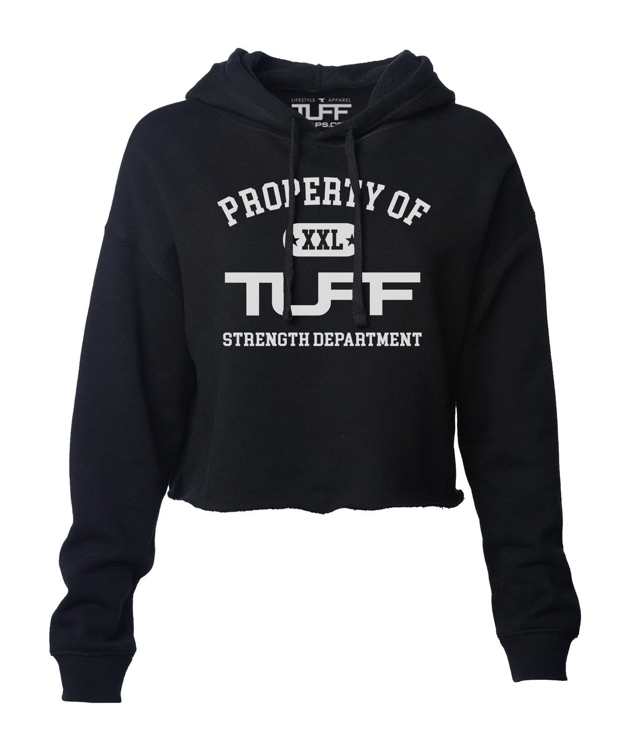 Property of TUFF Hooded Cropped Fleece XS / Black TuffWraps.com