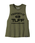 Property of TUFF Racerback Crop Top S / Military Green TuffWraps.com