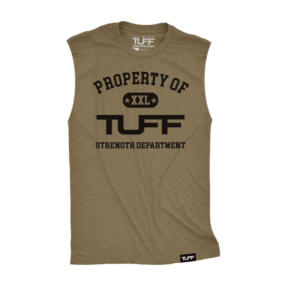 Property of TUFF Raw Edge Muscle Tank S / Military Green TuffWraps.com